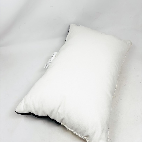 Kate Spade Target Beaded Toss Pillow Black White Take It Easy 12x18 - Picture 6 of 9